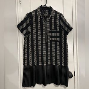 Zara T-Shirt Dress with Leather Pleat